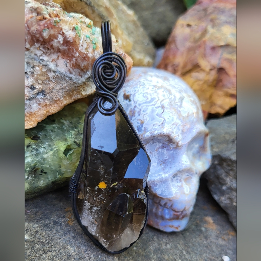 Smoky Quartz Crystal Jewelry Witchy Pendant Art